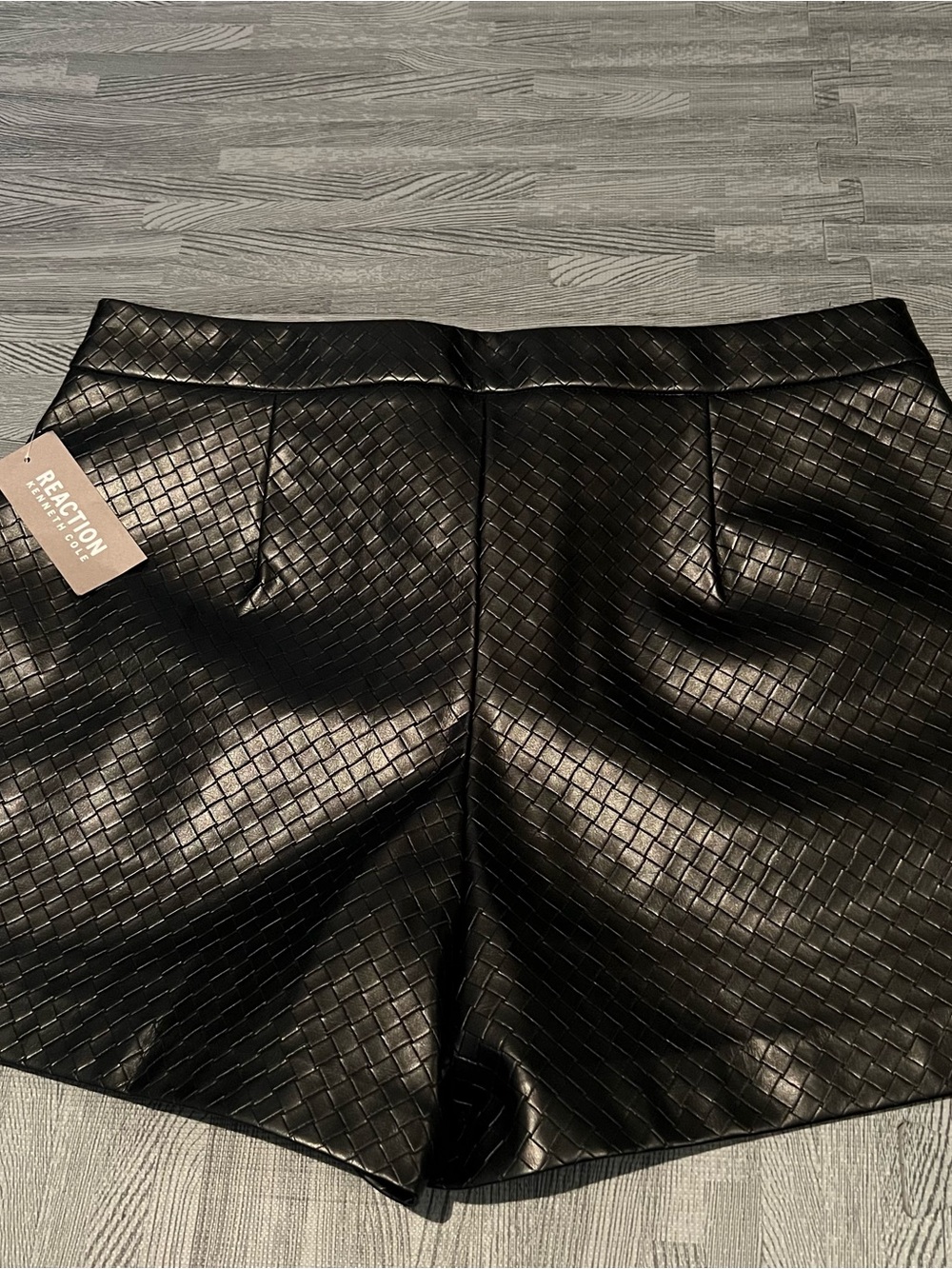 Kenneth Cole Black Quilted Faux-Leather High-Waist Shorts - Picture 2 of 5